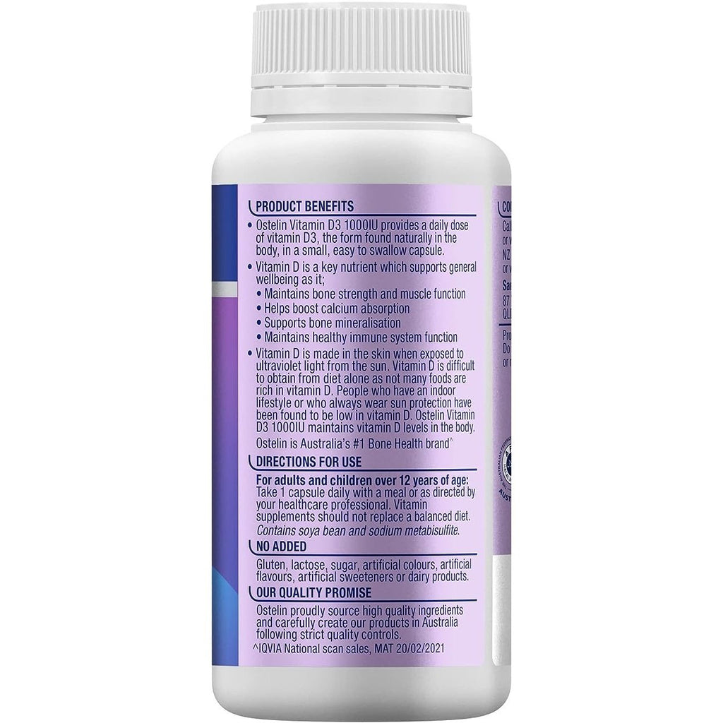 OSTELIN Vitamin D3 1000IU 250 Capsules
